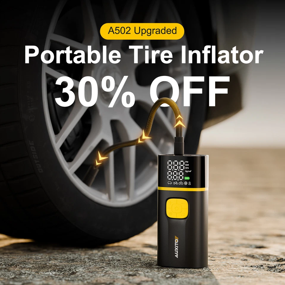 AUXITO A502 Inflador Neumático Compresor Portátil, Aire Portátil 150PSI Bomba Aire EE. UU. Foto 2 de 4