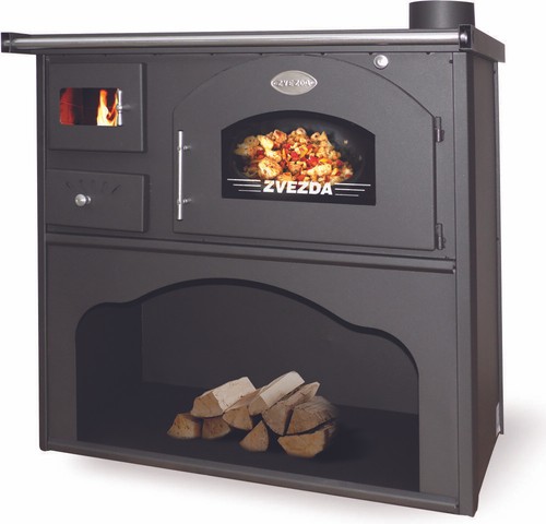 Stufa a Legna Cucina con Forno Acciaio ZVEZDA 6-8 KW Doppia Piastra  Portalegna | eBay