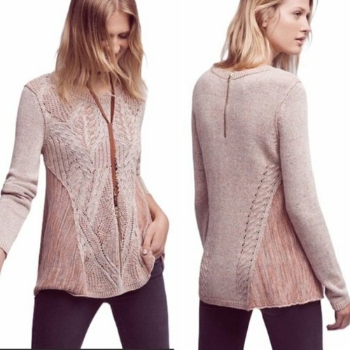 Anthropologie Moth Anita Cable Knit Swing Sweater Long Sleeve Pullover Women XS - Picture 5 of 12