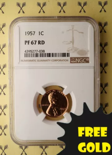 1957 Lincoln Wheat Cent NGC PF 67 RD with CERTIFICATION IMAGE and FREE GOLDBACK*