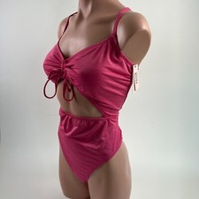 Victoria's Secret Swim One Piece Removable Padded Swimsuit w/Logo Magenta XL NWT