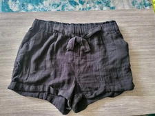 SO Kohls Soft Chino  Size XL Black High Rise Camp Shorts Tie Elastic Waist NWT 