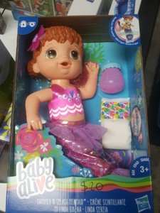 baby alive shimmer n splash mermaid red hair