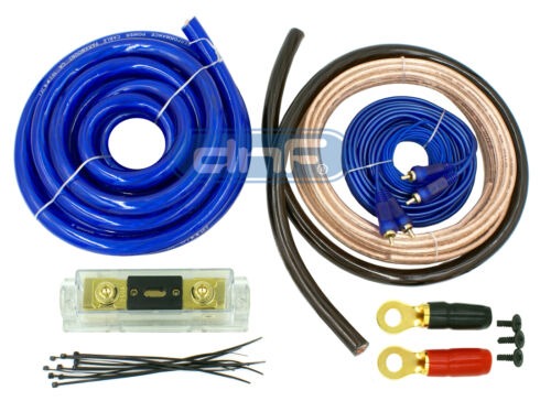 DNF COMPLETE 6000W 0 GAUGE BLUE AMP AMPLIFIER INSTALL WIRING POWER KIT - Picture 1 of 9