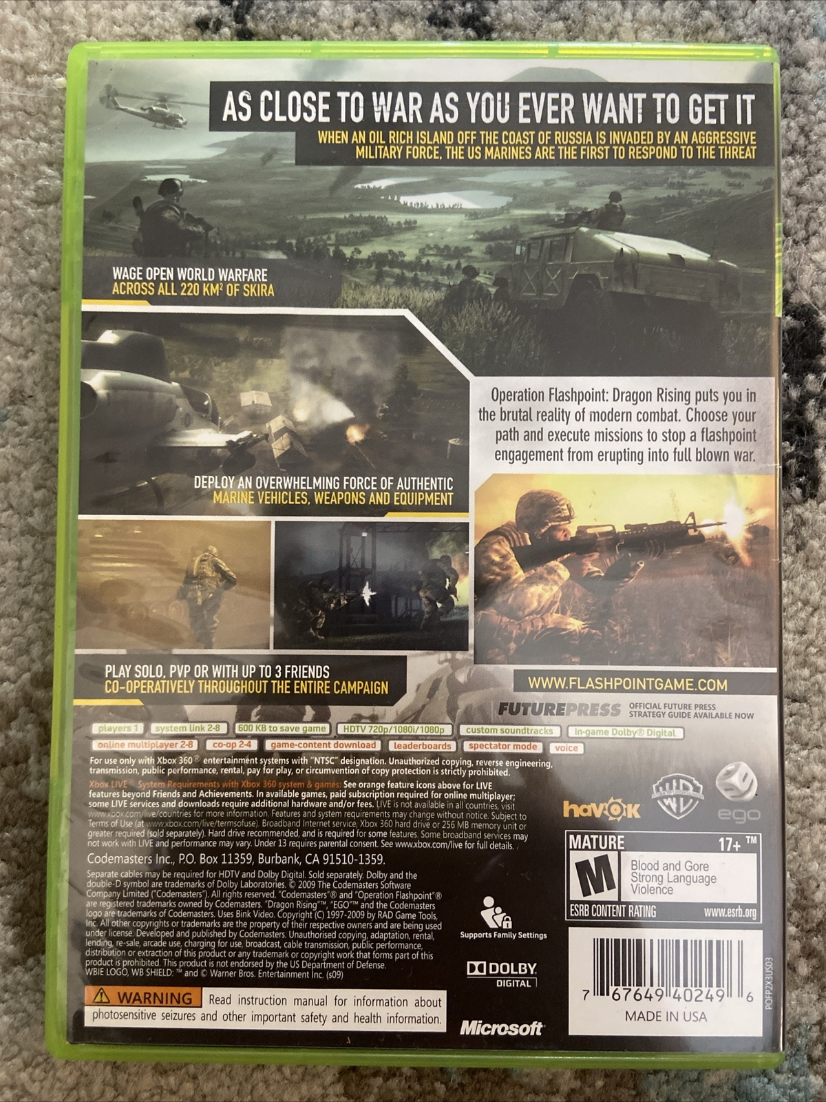 Operation Flashpoint: Dragon Rising – Xbox 360 – PAL – Bon état – Codemasters