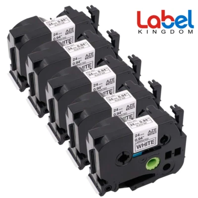 ‎LABEL KINGDOM TZe 251 TZ 251 Black White Label Tape 24mm 26.2ft Compatible Brother P Touch 5PK