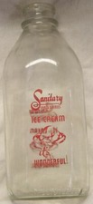 Sanitary Farm Dairies "ICE CREAM it's WONDERFUL" Round Half Gallon Milk Bottle