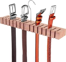 Houndsbay Block Belt Hanger & 14 Belt Rack Closet Organizer Cedar New