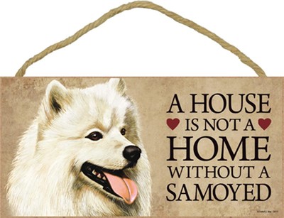 Samoyed Wood Sign Wall Plaque 5 x 10 + Bonus Coaster
