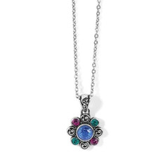 NWTag Brighton ELORA GEMS FLOWER Silver Multicolor Crystal Necklace MSRP 72