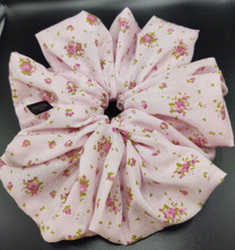 Ballet Pink Floral Cotton Scrunchie XXL Scrunchie 9" Diameter Handcrafted