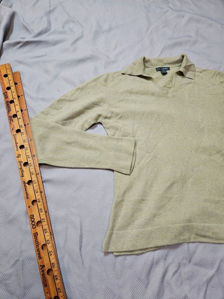 Suéter Griff Feminino Pequeno S Verde Cashmere Malha Polo Pulôver Gola Cubana - Imagem 3 de 4