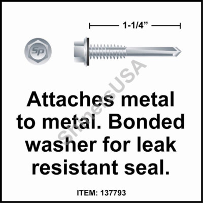 (3000) Self Drilling Roof Screw 12-24x1-1/4 TEK 5  Hex Head Neo Washer 137793