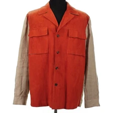 Hettabretz NWD True Hemp & Goatskin Suede Jacket 52 (~ L US) In Tan & Orange