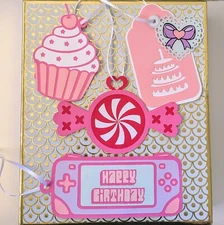 Set of 4 - Large Birthday 3D Embellished Gift Tags/Hang Tags For Gift Giving