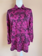Vintage 90s Borofashion Made In Italy Rose Print Blouse L