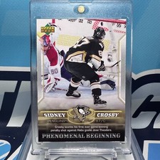 2005-06 UD Phenomenal Beginning #9, SIDNEY CROSBY SP RC???Rookie Card (Wear). rookie card picture