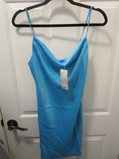 URBAN OUTFITTERS MALLORY COWL NECK LIGHT BLUE SLIP DRESS SIZE SMALL   NEW