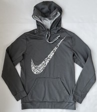NIKE Gray Pullover Hoodie Camo Swoosh Hooded Sweatshirt Mens M