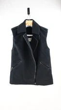 ZIMMERMANN wool blend zip front sleeveless vest in black size 1/UK8