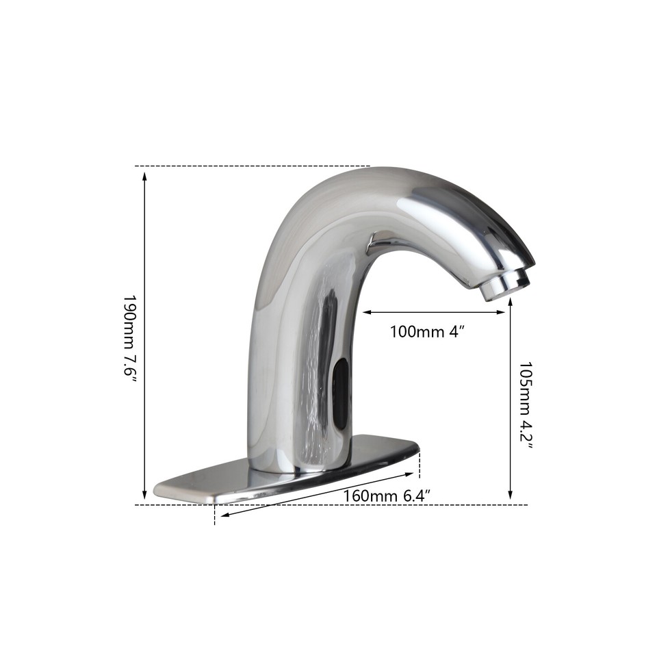 OUBONI Automatic Sensor Bathroom Faucet - Hands-Free Chrome Basin Tap, Battery Powered