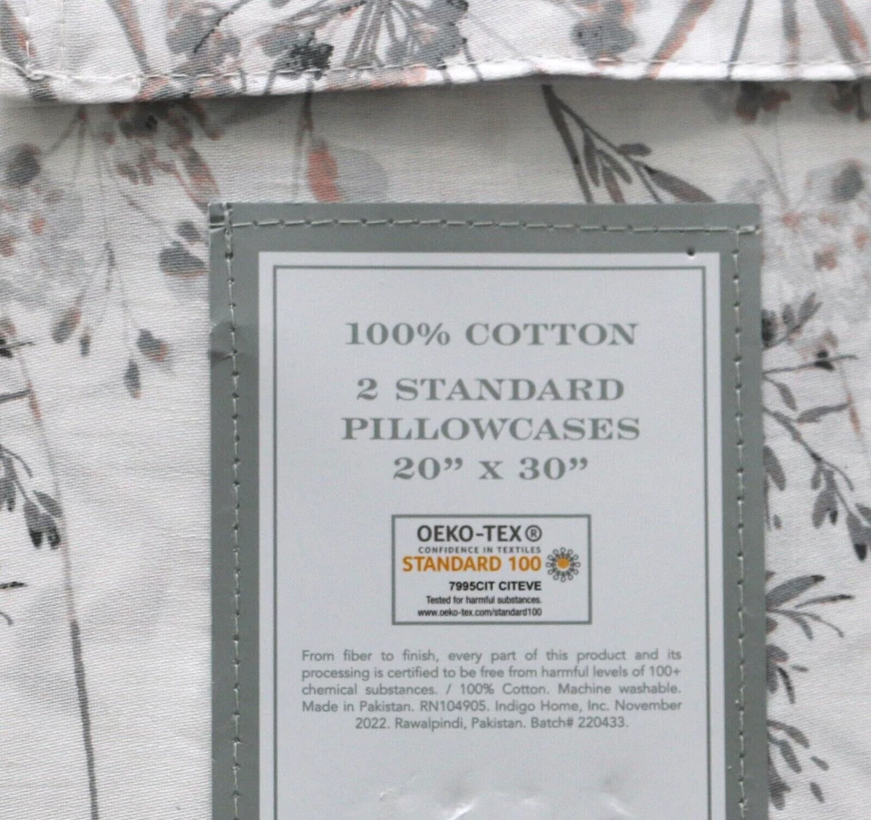 Fundas de almohada estándar Rachel Ashwell florales botánicas flores silvestres gris rubor cabaña Foto 4 de 4