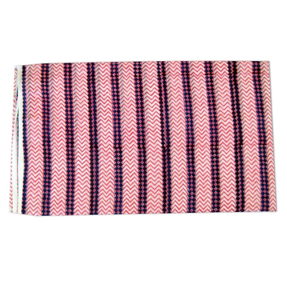 Wooden Block Printed Indian Cotton Fabric Handmade Dressmaking Sewing 5 Yards A - Image 2 of 4