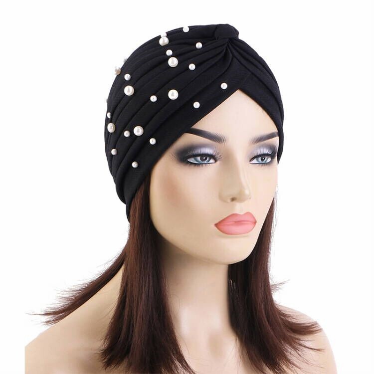 Muslim Women Solid Cotton Turban Bonnet Hijab Caps White Pearl Inner Hijabs