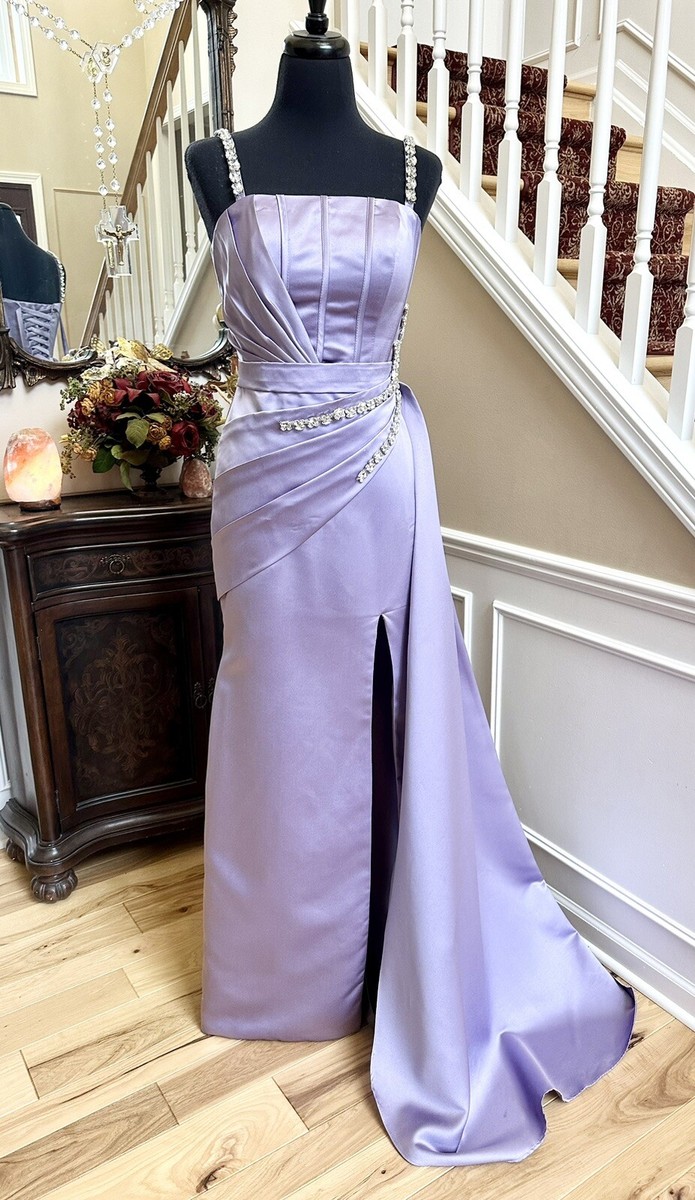 lavender silk bridesmaid dresses Elegant Prom Evening Ruched Detailed Fitted Slit Long Dress Size 2 One Shoulder Matcha Green Elegance meets sophistication in Color:Watercolor floral Silhouette_Aline