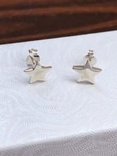 Plain Silver Star Stud Earrings Sterling Silver 925 Small Tiny Studs 8mm