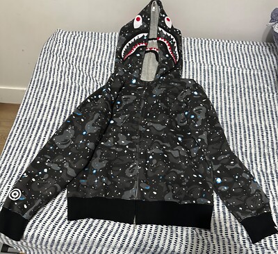 BAPE Space Camo Shark Full Zip Double Hoodie, Medium size | eBay