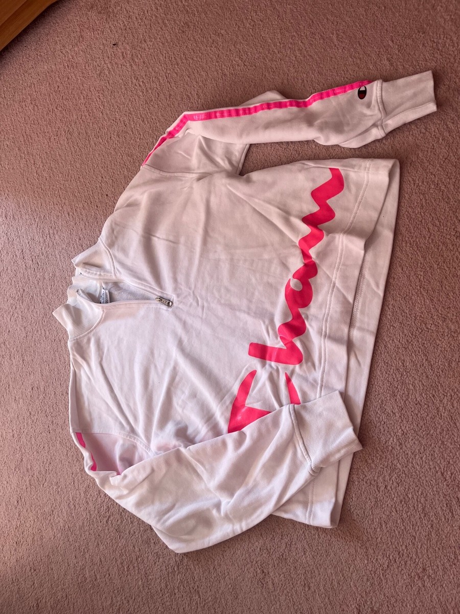 Champion white and bright neon pink jumper size L 12-14 UK
