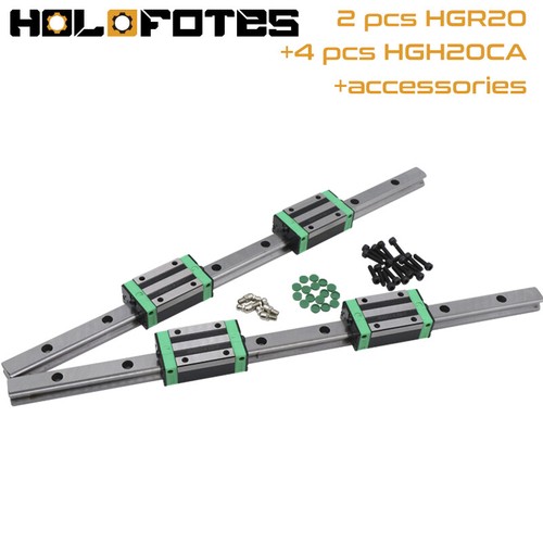 2 pcs HGR20 Linear Rails+4 pcs HGH20CA Block+Dust Proof Green Cap+Screw Set CNC - Picture 22 of 26