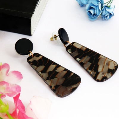 Women Black Resin Earrings Drop Dangle Wedding Party Geometric Ear Jewelry  Gift