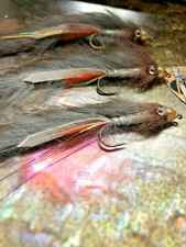 3 V Fly Size 4 Ultimate Rio Grande Conehead Black & Tan Zonker Sea Trout Flies 
