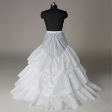 White 2-hoop Crinoline Bridal Wedding Trail Gown Slip Prom Underskirt Petticoat