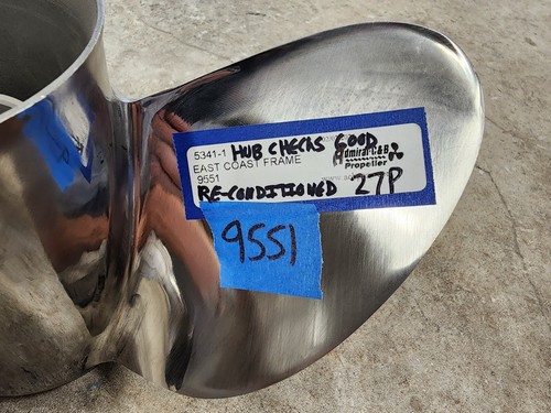 RE-CONDITIONED 14 1/2" X 27P YAMAHA PRO SERIES SS PROPELLER, 27-M, 4.75", P9551 - Picture 9 of 14
