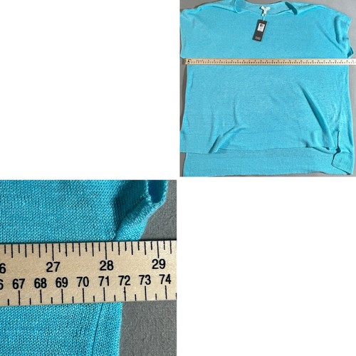 Eileen Fisher Top Women's XL Aqua Blue Knit Boho Lagenlook Linen Beach Tunic NWT - Picture 5 of 9