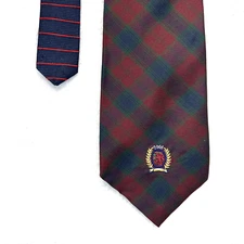 Tommy Hilfiger Red Green Blue plaid Men’s Necktie 4”x 57” All Silk Made in USA