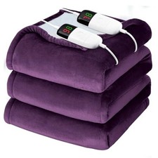 Heated Electric Blanket Size - 84" x 90" Heating Blanket with Queen Lavender