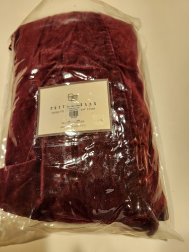 Pottery Barn Wine Red Velvet Arm Chair Loose Fit Slipcover