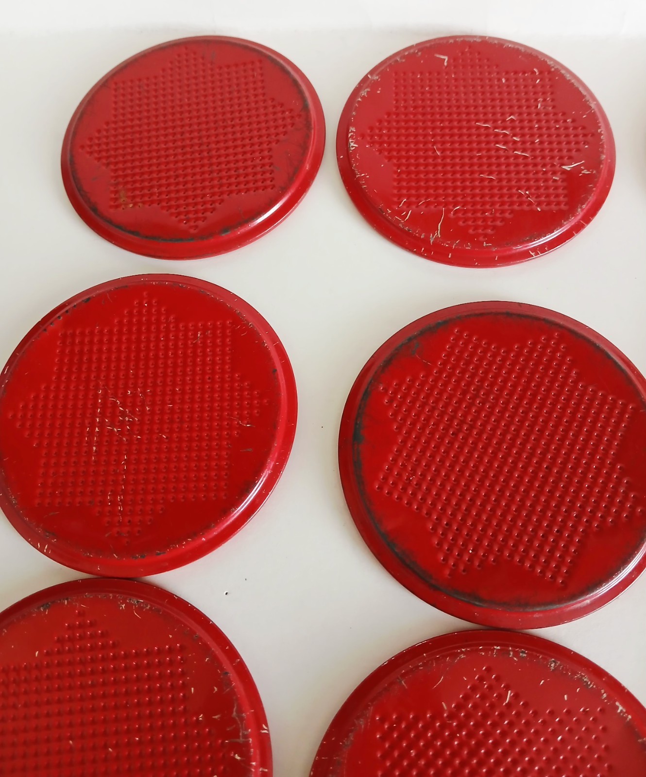 Set Of 9 Vintage Metal Kitty Drink Coasters + 1 Scottie Dog 1950's Tin Litho