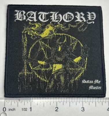 #ad BATHORY SATAN MY MASTER Black Border Woven Patch $8.00