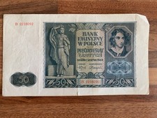 Polish Banknote 1941 Krakow 50 Zlotych Poland money 