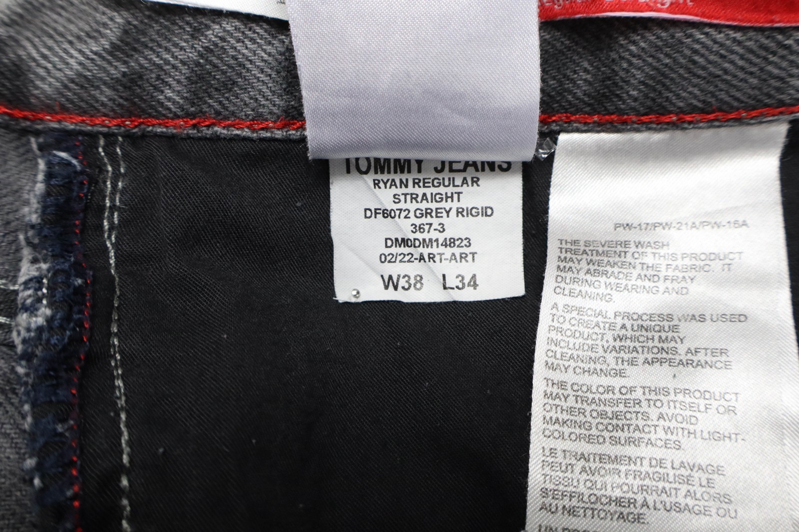 TOMMY HILFIGER Ryan Regular Straight Grey Rigid Jeans Men's W38/~L29 Zip Fly thumbnail 8