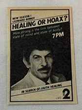 1980 small CBS tv ad~ IN SEARCH OF: FAITH HEALING Leonard Nimoy