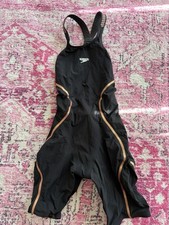 Speedo Lzr Intent Open Back Size 24 Black Kneeskin Worn