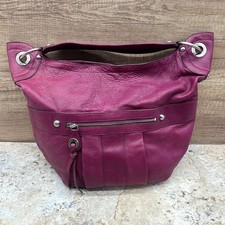 B Makowsky Plum Leather Hobo Shoulder Bag Slouchy Large Handbag
