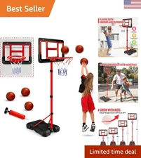 Mini Basketball Hoop for Kids 3-8 - Adjustable & Easy Assembly - Red Style