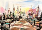 Maria Art CITY TIME 11x15 Watercolor Paper Original Abstract Modern Wall Decor — photo 2